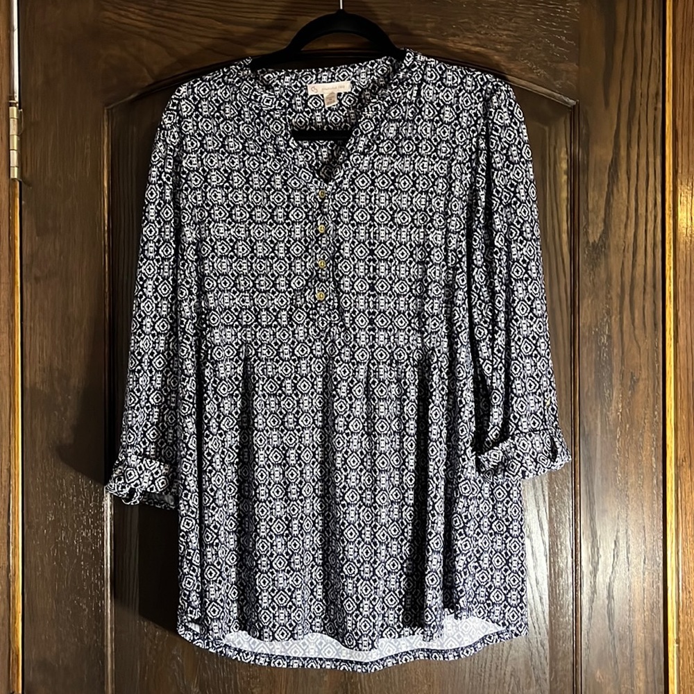 Swing top 3/4 sleeve blue and white